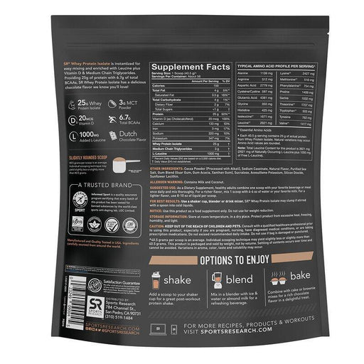 Sports Research, Whey Protein Isolate, Dutch Chocolate, 5 lbs (2.27 kg) - HealthCentralUSA