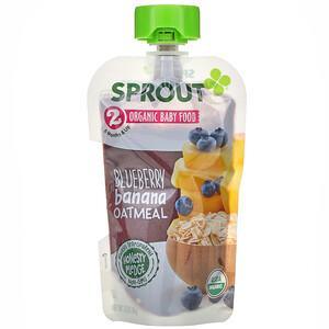 Sprout Organic, Baby Food, 6 Months & Up, Blueberry, Banana, Oatmeal, 3.5 oz (99 g) - HealthCentralUSA
