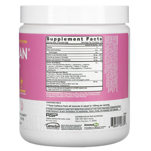 RSP Nutrition, AminoLean, Essential Amino Acids + Anytime Energy, Pink Lemonade, 9.52 oz (270 g) - HealthCentralUSA