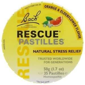 Bach, Original Flower Remedies, Rescue Pastilles, Natural Stress Relief, Orange & Elderflower, 35 Pastilles, 1.7 oz (50 g) - HealthCentralUSA