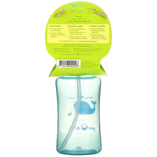 Green Sprouts, Straw Bottle, 9+ Months, Aqua, 10 oz (300 ml) - HealthCentralUSA