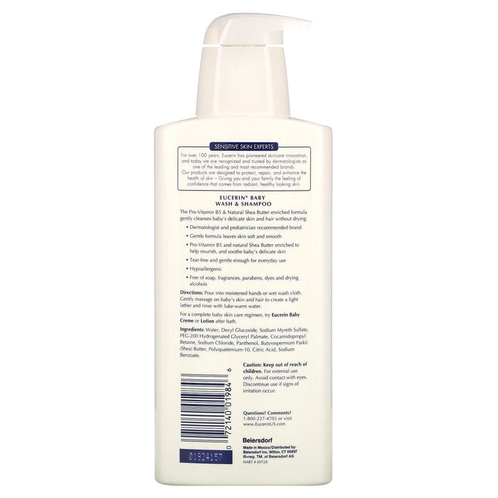 Eucerin, Baby, Wash & Shampoo, Fragrance Free, 13.5 fl oz (400 ml) - HealthCentralUSA