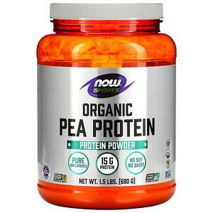 Now Foods, Sports, Organic Pea Protein Powder, Pure Unflavored, 1.5 lbs (680 g) - HealthCentralUSA