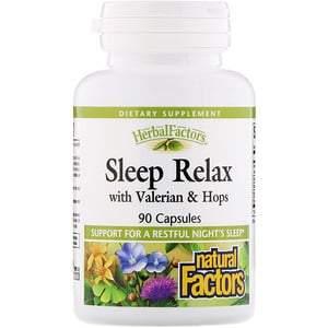 Natural Factors, Sleep Relax with Valerian & Hops, 90 Capsules - HealthCentralUSA