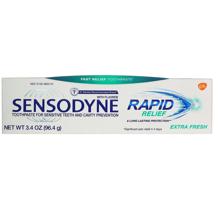Sensodyne, Rapid Relief Toothpaste with Fluoride, Extra Fresh, 3.4 oz (96.4 g) - HealthCentralUSA