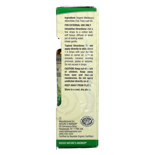 Nature's Answer, Organic Essential Oil, 100% Pure Tea Tree, 0.5 fl oz (15 ml) - HealthCentralUSA