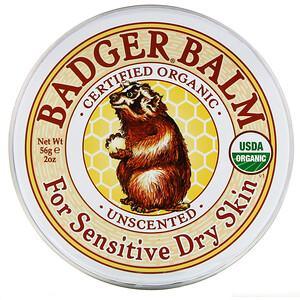 Badger Company, Badger Balm, For Sensitive Dry Skin, Unscented, 2 oz (56 g) - HealthCentralUSA