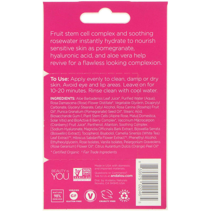 Andalou Naturals, Instant Soothing, 1000 Roses Rosewater Beauty Face Mask, .28 oz (8 g) - HealthCentralUSA
