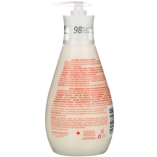 Live Clean, Moisturizing Liquid Hand Soap, Coconut Milk, 17 fl oz (500 ml) - HealthCentralUSA