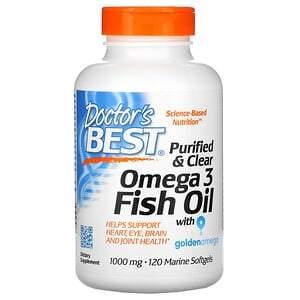Doctor's Best, Purified & Clear Omega 3 Fish Oil with Goldenomega, 1,000 mg, 120 Marine Softgels - HealthCentralUSA