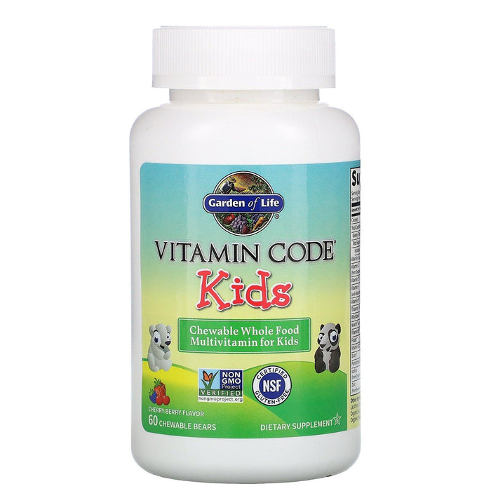 Garden of Life, Vitamin Code, Kids, Chewable Whole Food Multivitamin for Kids, Cherry Berry, 60 Chewable Bears - HealthCentralUSA