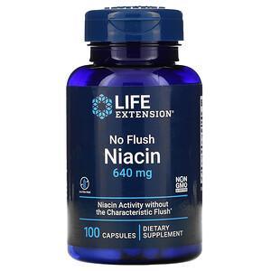 Life Extension, No Flush Niacin, 640 mg, 100 Capsules - HealthCentralUSA