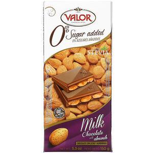 Valor, 0% Sugar Added, Milk Chocolate with Almonds, 5.3 oz (150 g) - HealthCentralUSA