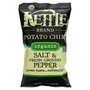 Kettle Foods, Organic Potato Chips, Salt and Fresh Ground Pepper, 5 oz (142 g) - HealthCentralUSA