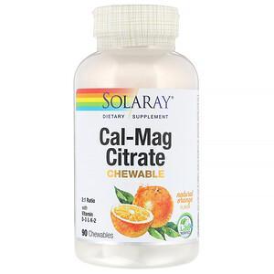 Solaray, Cal-Mag Citrate with Vitamin D3 & K2, Natural Orange Flavor, 90 Chewables - HealthCentralUSA