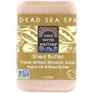 One with Nature, Triple Milled Mineral Soap Bar, Shea Butter, 7 oz (200 g) - HealthCentralUSA