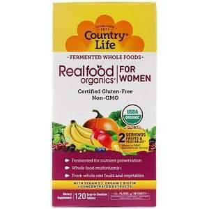 Country Life, Realfood Organics for Women, 120 Easy-to-Swallow Tablets - HealthCentralUSA