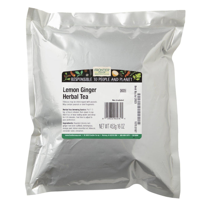 Frontier Natural Products, Lemon Ginger Herbal Tea, 16 oz (453 g) - HealthCentralUSA