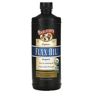 Barlean's, Organic Lignan Flax Oil, 32 fl oz (946 ml) - HealthCentralUSA