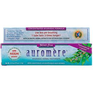 Auromere, Ayurvedic Herbal Toothpaste, Mint-Free, 4.16 oz (117 g) - HealthCentralUSA