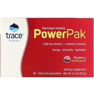 Trace Minerals Research, Electrolyte Stamina PowerPak, Raspberry, 30 Packets, 0.18 oz (5.1 g) Each - HealthCentralUSA