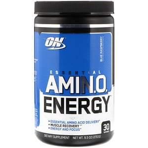 Optimum Nutrition, ESSENTIAL AMIN.O. ENERGY, Blue Raspberry, 9.5 oz (270 g) - HealthCentralUSA