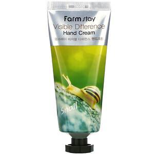 Farmstay, Visible Difference Hand Cream, Snail, 100 g - HealthCentralUSA