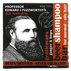 Professor Fuzzworthy's, Gentlemans Beer Shampoo Bar, For Normal - Oil Hair, Ginger & Hops, 4.2 oz (120 g) - HealthCentralUSA