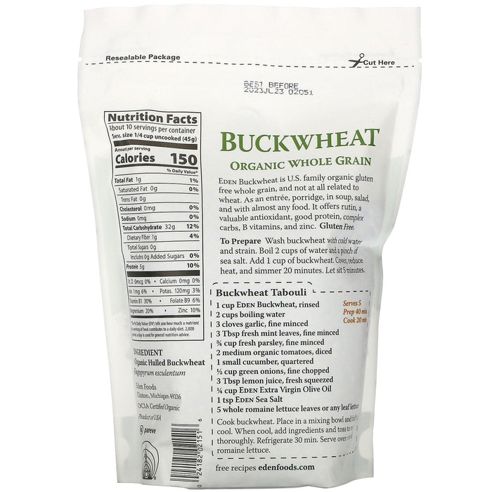 Eden Foods, Buckwheat, Organic Whole Grain, 16 oz (454 g) - HealthCentralUSA