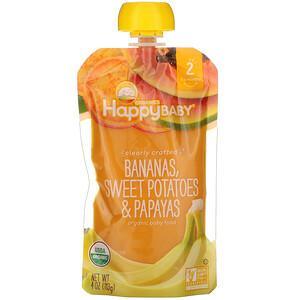 Happy Family Organics, Organic Baby Food, Stage 2, Clearly Crafted, 6+ Months, Bananas, Sweet Potatoes, & Papayas, 4 oz (113 g) - HealthCentralUSA