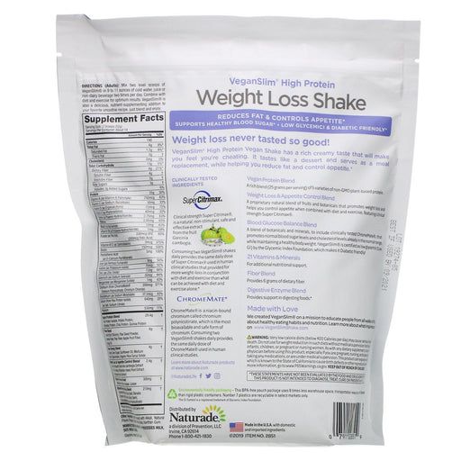 VeganSmart, Vegan Slim, High Protein Weight Loss Shake, Chocolate Fudge, 1.6 lb (728 g) - HealthCentralUSA