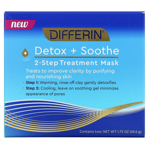 Differin, Detox + Soothe, 2-Step Treatment Beauty Mask, 1.75 oz (49.6 g) - HealthCentralUSA
