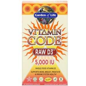 Garden of Life, Vitamin Code, RAW D3, 125 mcg (5,000 IU), 60 Vegetarian Capsules - HealthCentralUSA