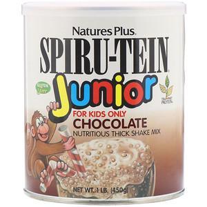 Nature's Plus, Spiru-Tein Junior, Nutritious Thick Shake Mix, Chocolate, 1 lb (450 g) - HealthCentralUSA