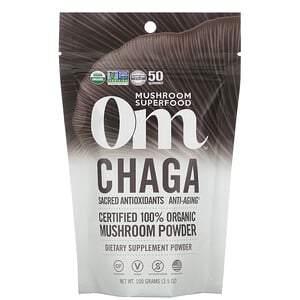 Om Mushrooms, Chaga, Certified 100% Organic Mushroom Powder, 3.5 oz (100 g) - HealthCentralUSA