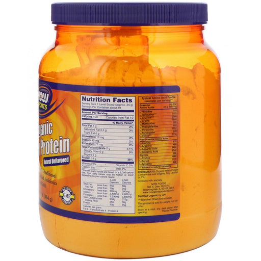 Now Foods, Sports, Organic Whey Protein, Natural Unflavored, 1 lb (454 g) - HealthCentralUSA