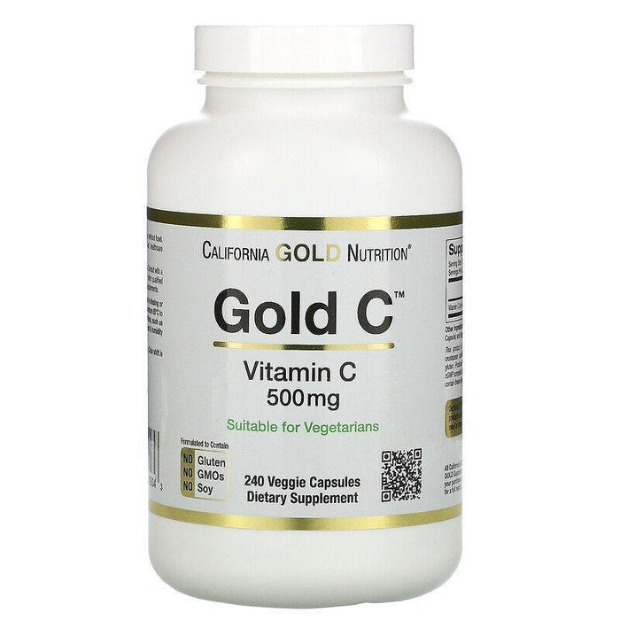 California Gold Nutrition, Gold C, Vitamin C, 500 mg, 240 Veggie Caps - HealthCentralUSA