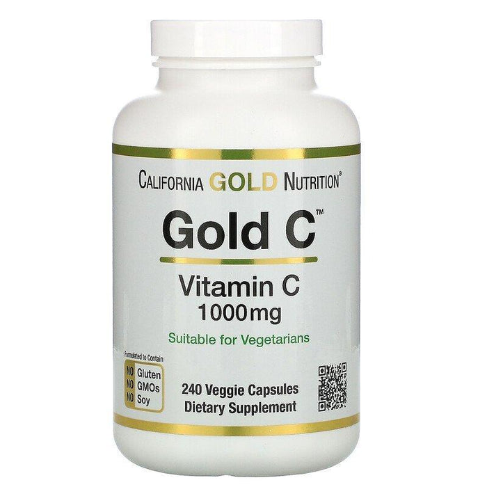 California Gold Nutrition, Gold C, Vitamin C, 1,000 mg, 240 Veggie Capsules - HealthCentralUSA