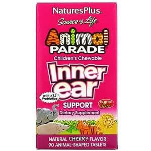Nature's Plus, Source of Life, Animal Parade, Children's Chewable Inner Ear Support, Natural Cherry, 90 Animals-Shaped Tablets - HealthCentralUSA