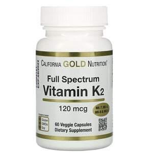 California Gold Nutrition, Vitamin K (MK-4, MK-6, MK-7, MK-9), 120 mcg, 60 Veggie Capsules - HealthCentralUSA
