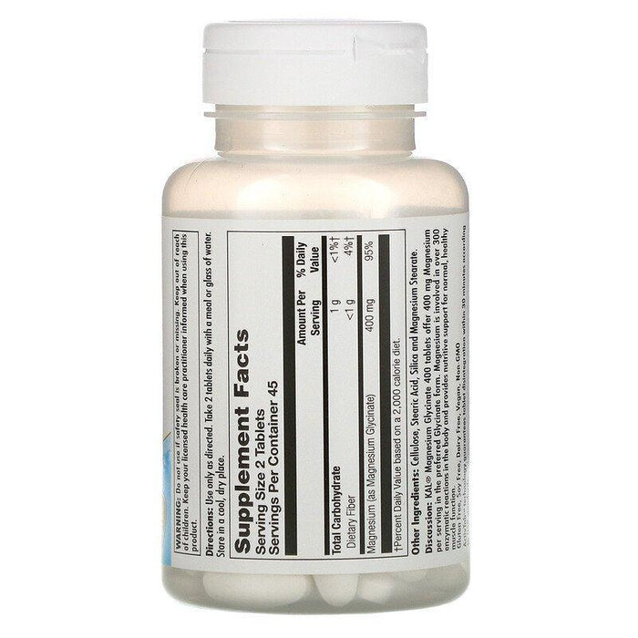 KAL, Magnesium Glycinate 400, 400 mg, 90 Tablets - HealthCentralUSA