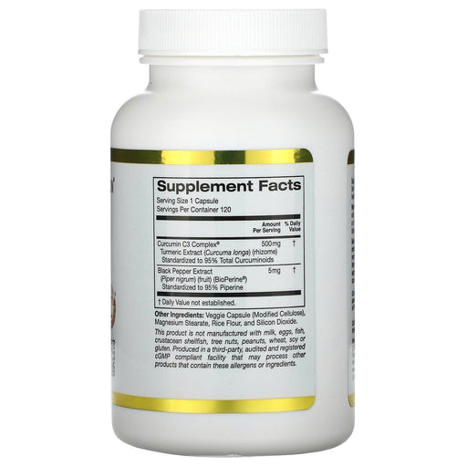 California Gold Nutrition, Curcumin C3 Complex with BioPerine, 500 mg, 120 Veggie Capsules - HealthCentralUSA