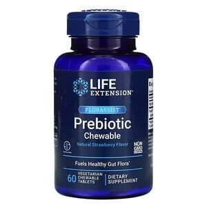 Life Extension, FLORASSIST Prebiotic Chewable, Natural Strawberry Flavor, 60 Chewable Tablets - HealthCentralUSA