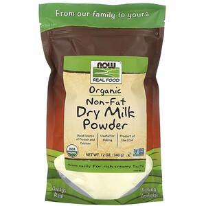 Now Foods, Real Food, Organic Non-Fat Dry Milk Powder, 12 oz (340 g) - HealthCentralUSA