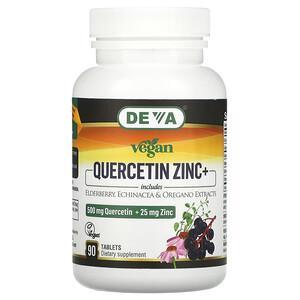 Deva, Vegan Quercetin, 500 mg, Zinc+, 25 mg, 90 Tablets - HealthCentralUSA