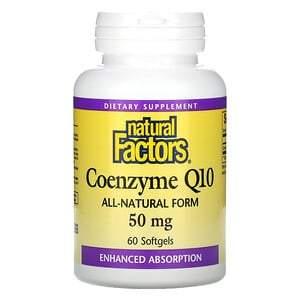 Natural Factors, Coenzyme Q10, 50 mg, 60 Softgels - HealthCentralUSA