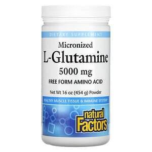 Natural Factors, Micronized L-Glutamine, Powder, 5,000 mg, 16 oz (454 g) - HealthCentralUSA