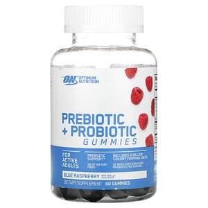 Optimum Nutrition, Prebiotic + Probiotic Gummies, Blue Raspberry, 60 Gummies - HealthCentralUSA