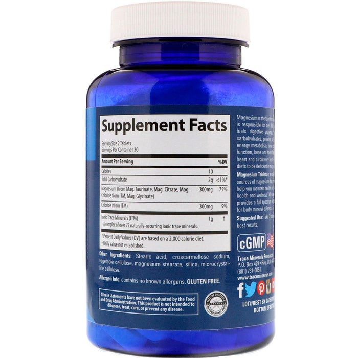 Trace Minerals Research, Magnesium, 300 mg, 60 Tablets - HealthCentralUSA