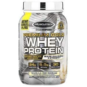 Muscletech, Pro Series, Premium Gold 100% Whey Protein, Vanilla Ice Cream, 2.20 lbs (998 g) - HealthCentralUSA